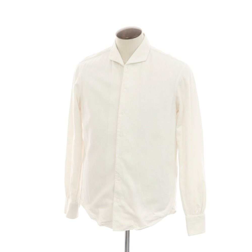 【中古】ブリエンヌ BOURRIENNE コットン カジュアルシャツ ホワイト【サイズL】【メンズ】