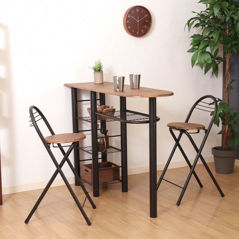 ♪カウンターテーブル ＆ チェア 2脚 セット ハイテーブル カウンター 壁付け 1人暮らし 2人暮らし DINKS