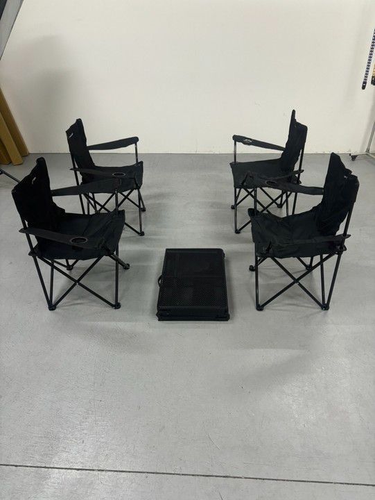 アウトドア折りたたみテーブルセット チェア4脚付き sl-kz120＆sl-yz800-bk*4