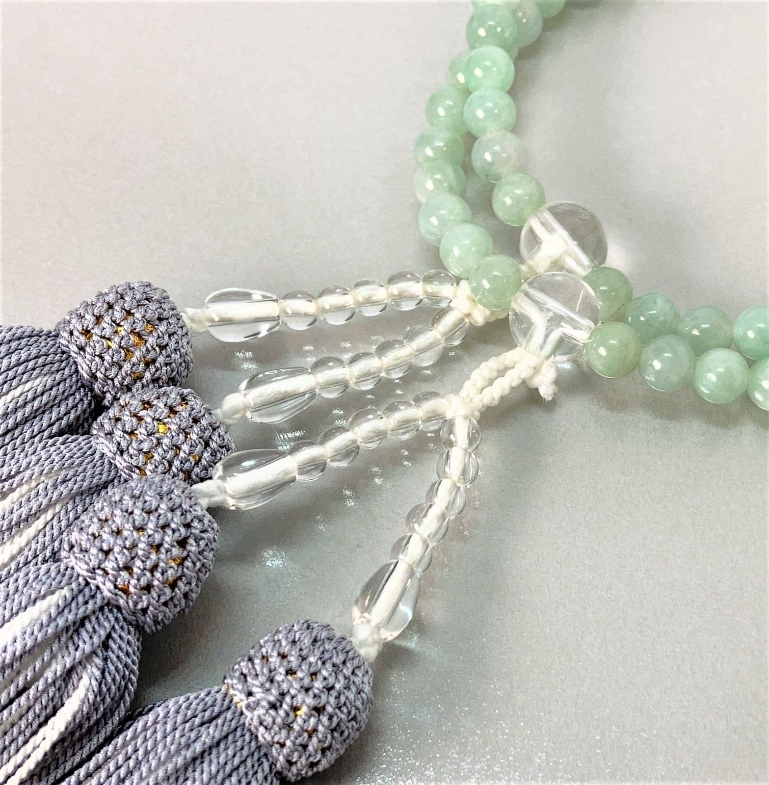 希少！ 本翡翠二輪念珠 全ての宗派で使用可能 女性用 百八珠に加工可能 