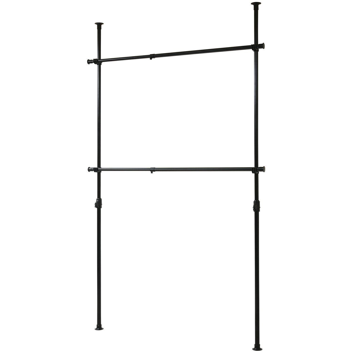 ダブル 高さ140-280cm 伸縮 幅97.5-166cm ブラック WJ-775 BK 突っ張りポールハンガーラック 山善 YAMAZEN