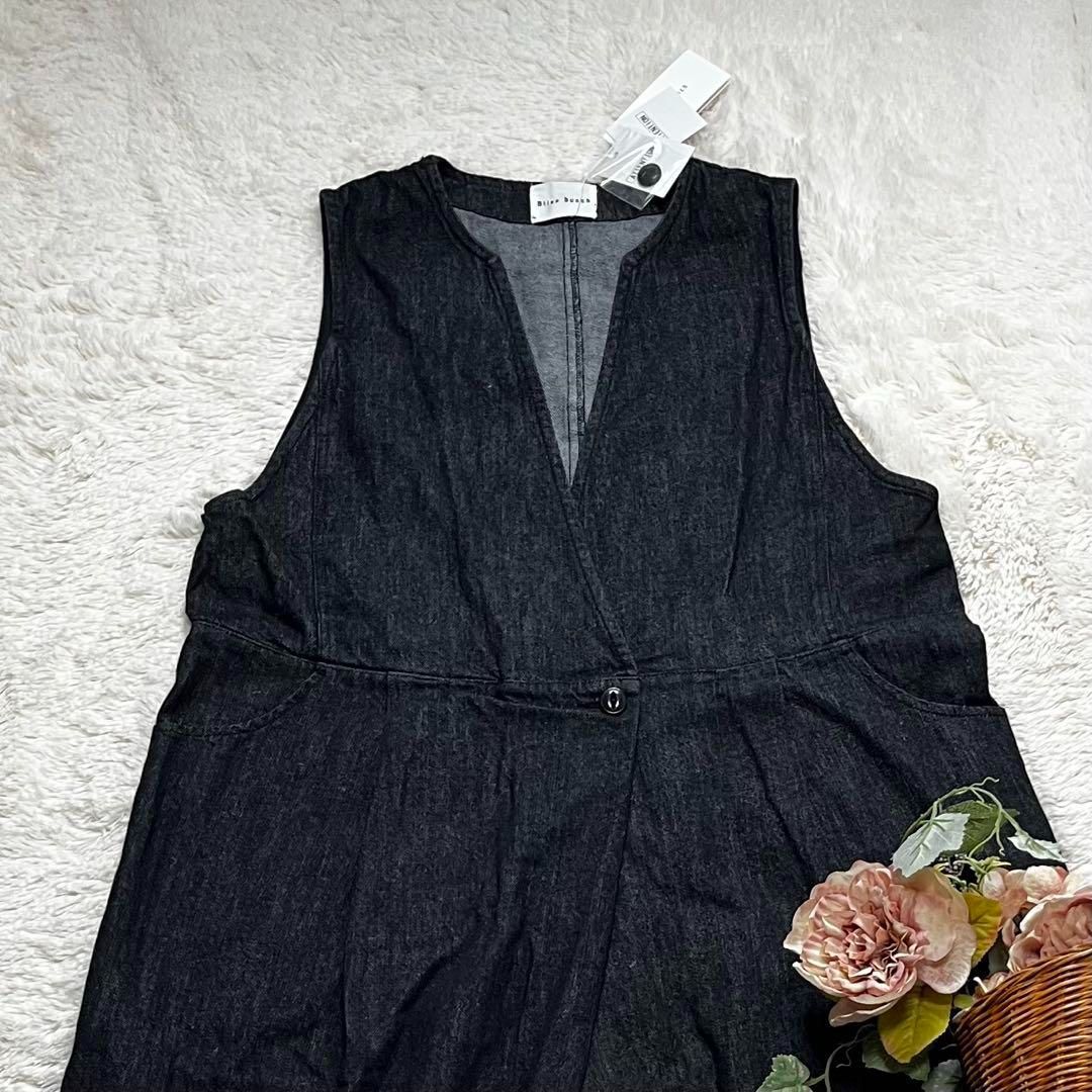 新品 ブリスバンチ Bliss bunch デニムサロペット 綿麻 ブラック 