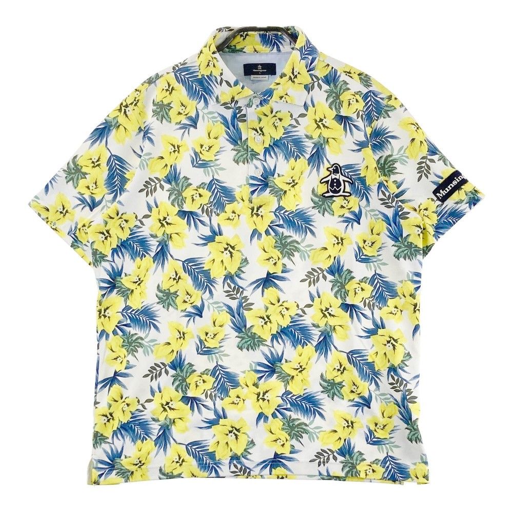 サイズ L MUNSING WEAR マンシングウェア 半袖ポロシャツ 花柄 イエロー系 240101433673 ゴルフウェア メンズ ストスト