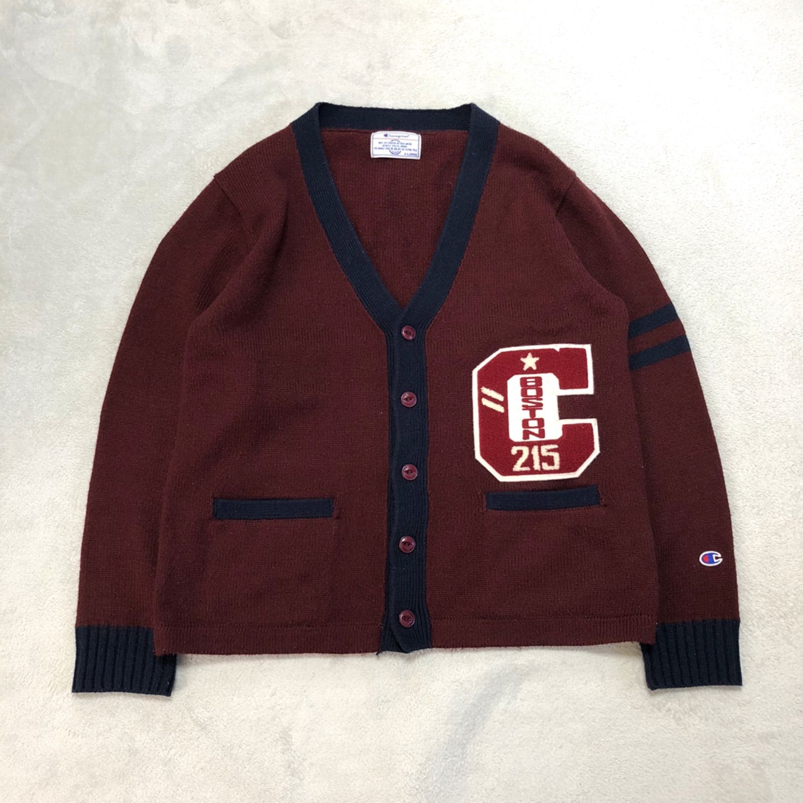 Champion チャンピオン ワッペン付き カーディガン グレー 綿100 