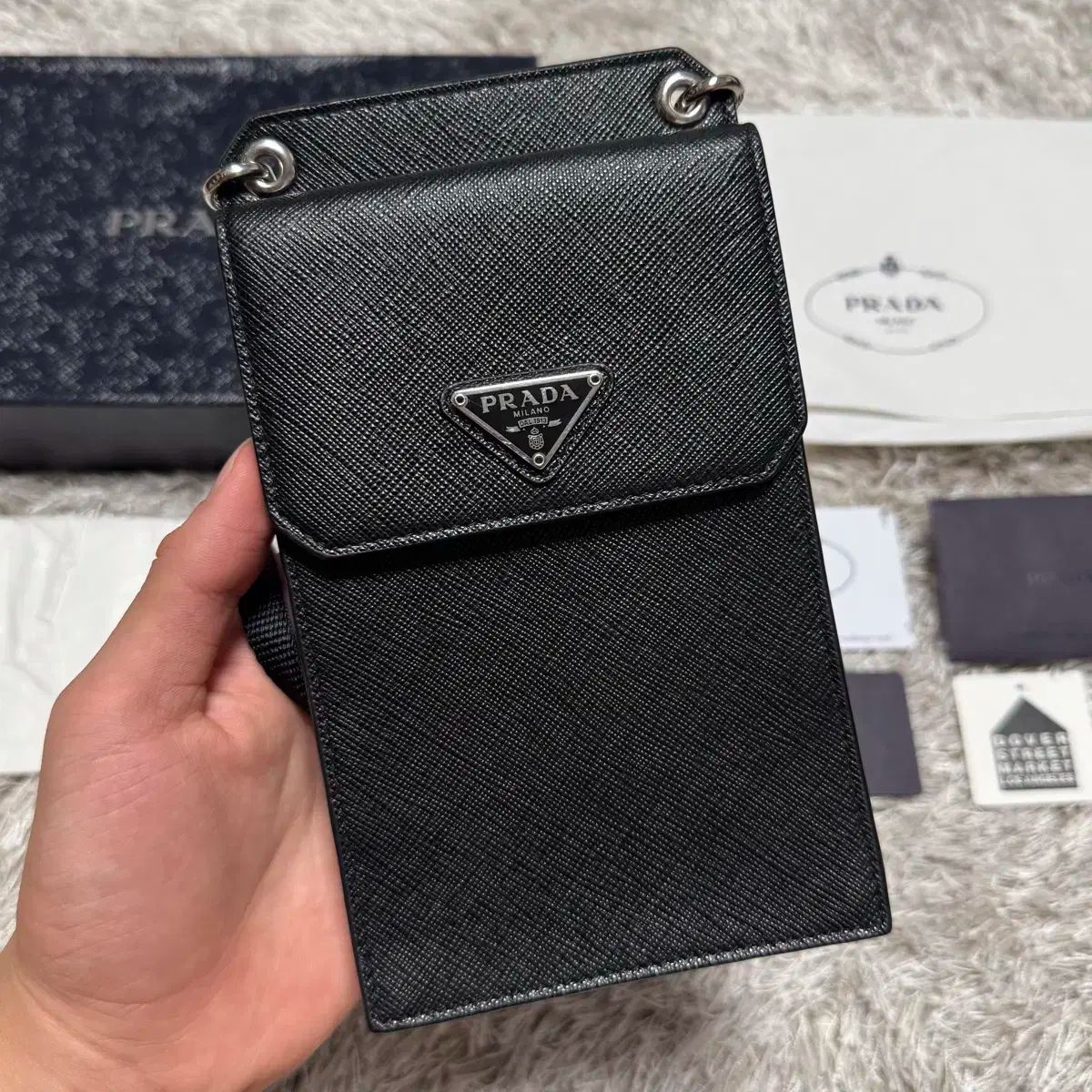 OS PRADA プラダ サフィアーノ スマホポーチ クロスバッグ