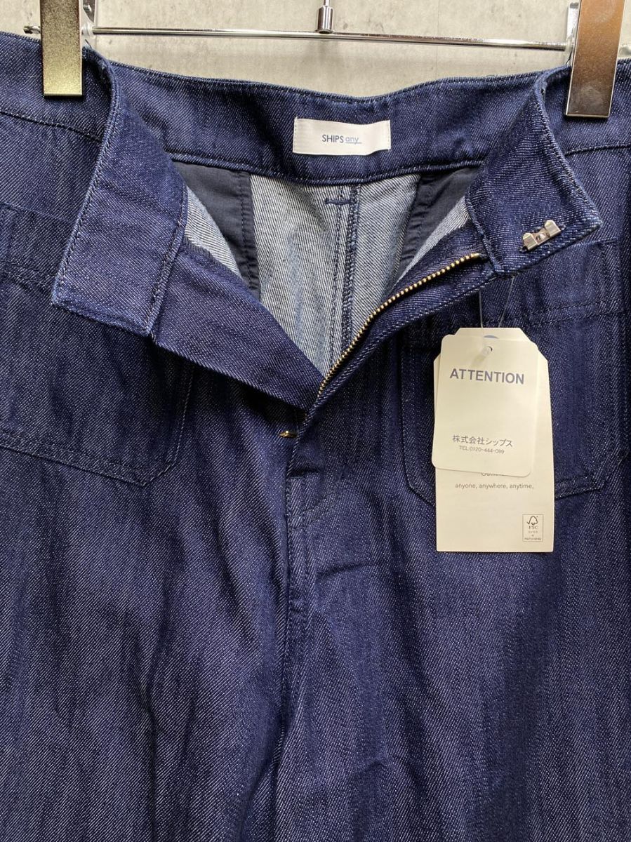 SHIPS any シップスエニィ ワイド デニムパンツ size40 ネイビー レディース