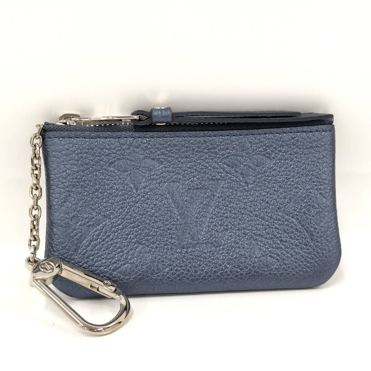 LOUIS VUITTON ポシェット クレ コインケース モノグラム アンプラント メタリックブルー M80900