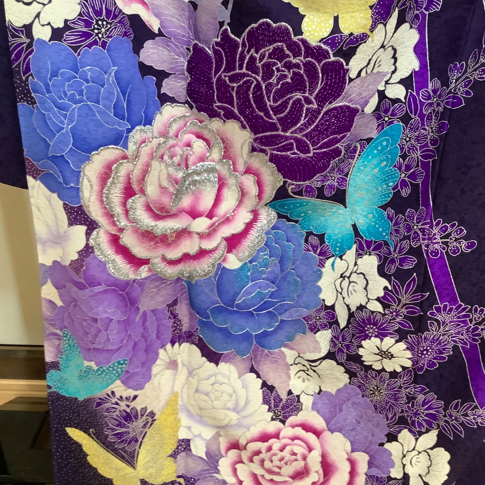 正絹 紫の薔薇の布花 - その他
