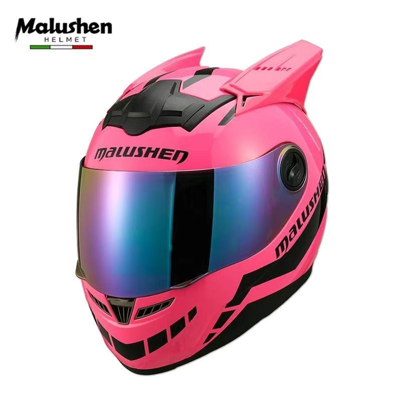 Malushen フルフェイスヘルメット 個性ツノ付きモデル 男女兼用 原付