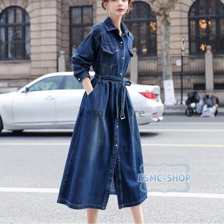 お値下‼️インゲボルグ デニム 花付きロングコート ワンピース earth_eco_loco タイムセール30％OFF 返品交換不可 ワンピース