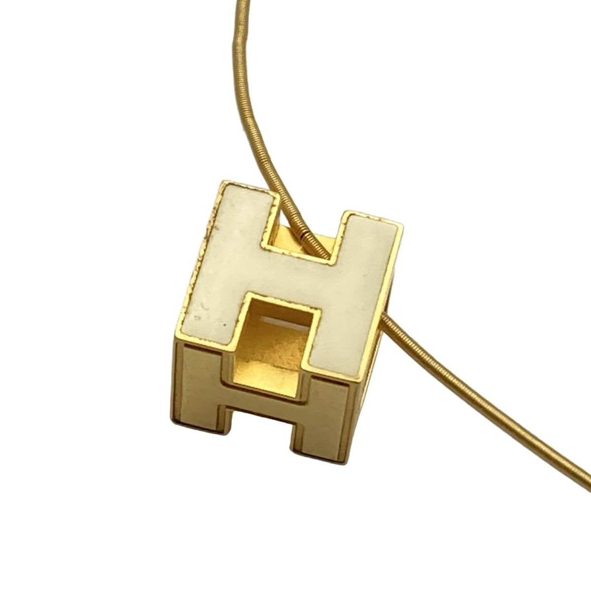 HERMES エルメス ネックレス カージュドアッシュ ゴールド×白