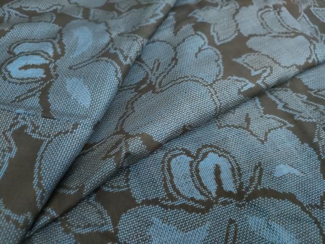 平和屋着物○本場大島紬 7マルキ 古代染色純泥染 市松変わり縞