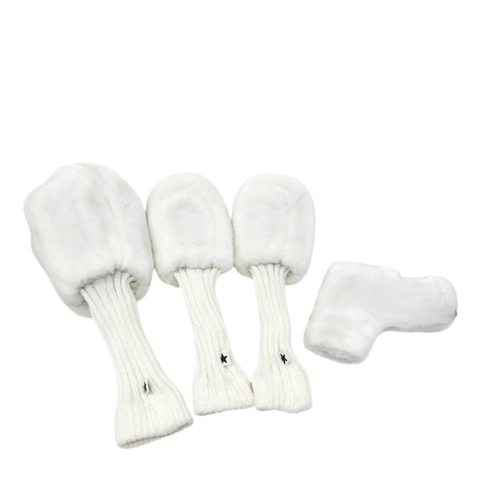 PEARLY GATES パーリーゲイツ ボアヘッドカバー 4点セット 星に願いを ホワイト系 DR FW×2 PT 240101434031 ゴルフウェア ストスト