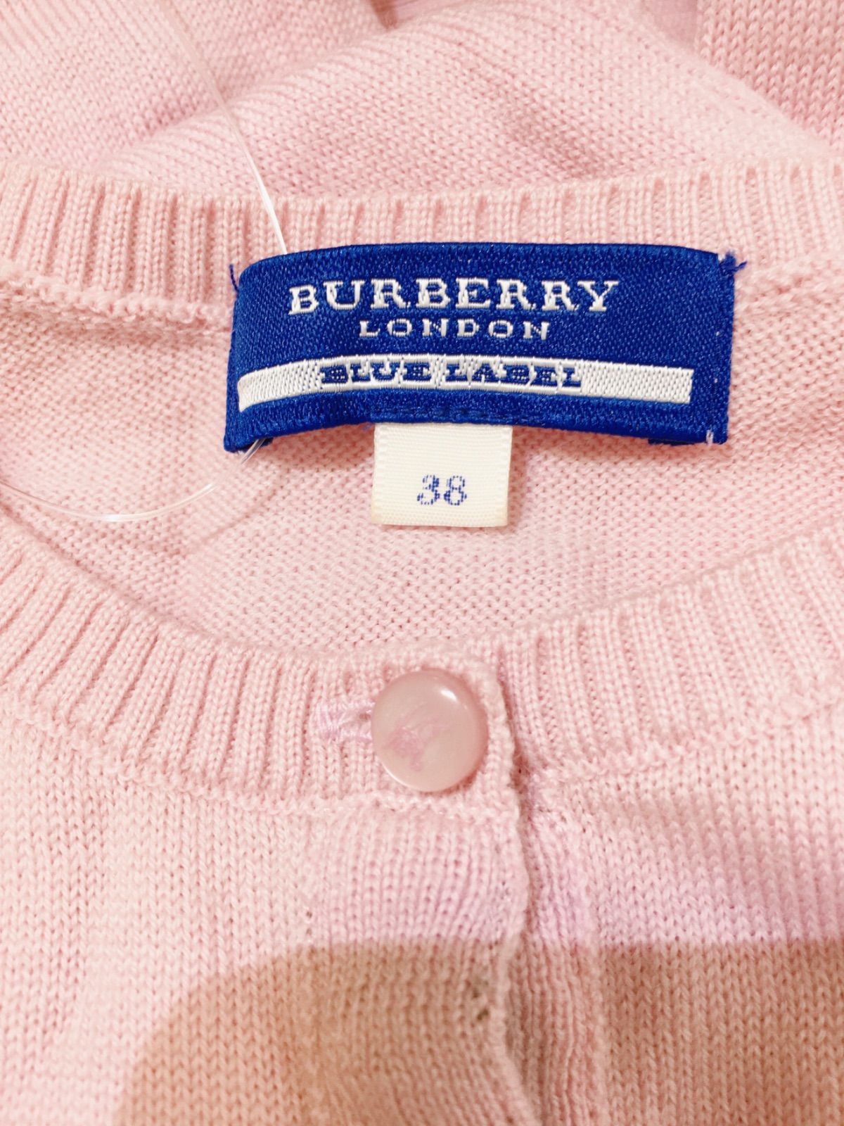 BURBERRY BLUE LABEL - Burberry Blue Label(バーバリーブルーレーベル) カーディガン サイズ38 M レディース - ライトピンク 長袖 BURBERRY BLUE LABEL - Burberry Blue Label(バーバリーブルー