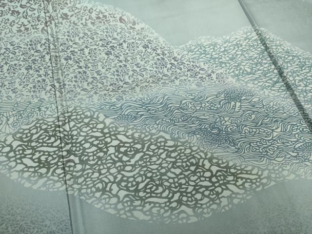 平和屋着物○本場染大島紬 訪問着 型染 名物裂 花兎 暈し染め 正絹