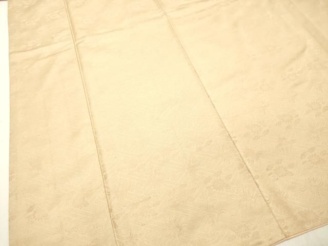 平和屋着物○上質な紬 工房布礼愛 草木染めの茜 草花地紋 肌色 証紙  