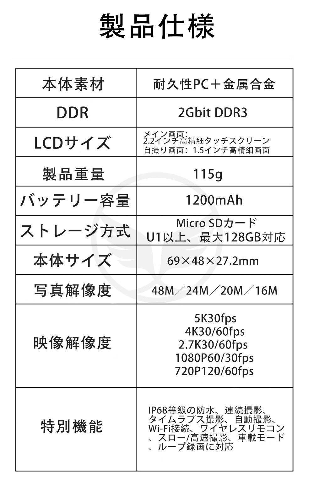 5K超高清デュアルスクリーンアクションカメラ｜IP68防水