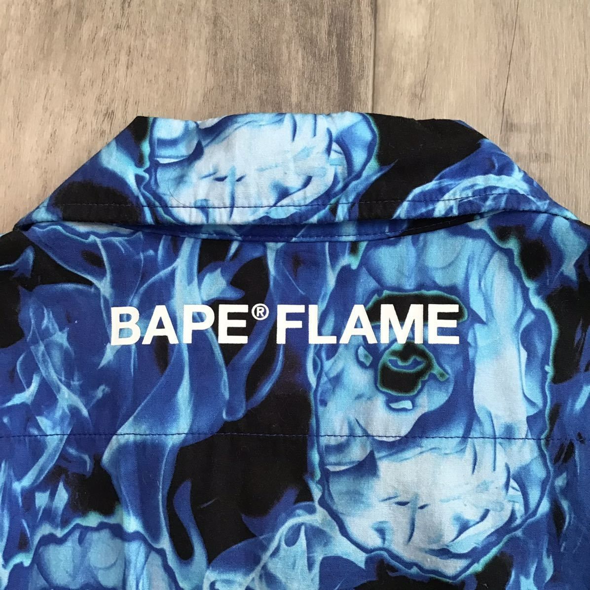 BAPE FLAME 半袖シャツ Mサイズ a bathing ape FIRE shirt エイプ