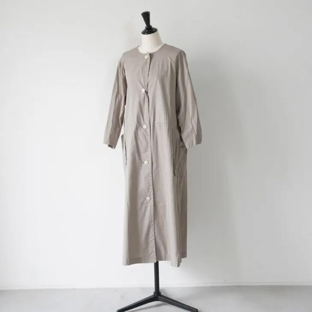 utilite ユティリテ | ポプリン コートワンピース グレージュ | ドレス インド綿 ワンピコート