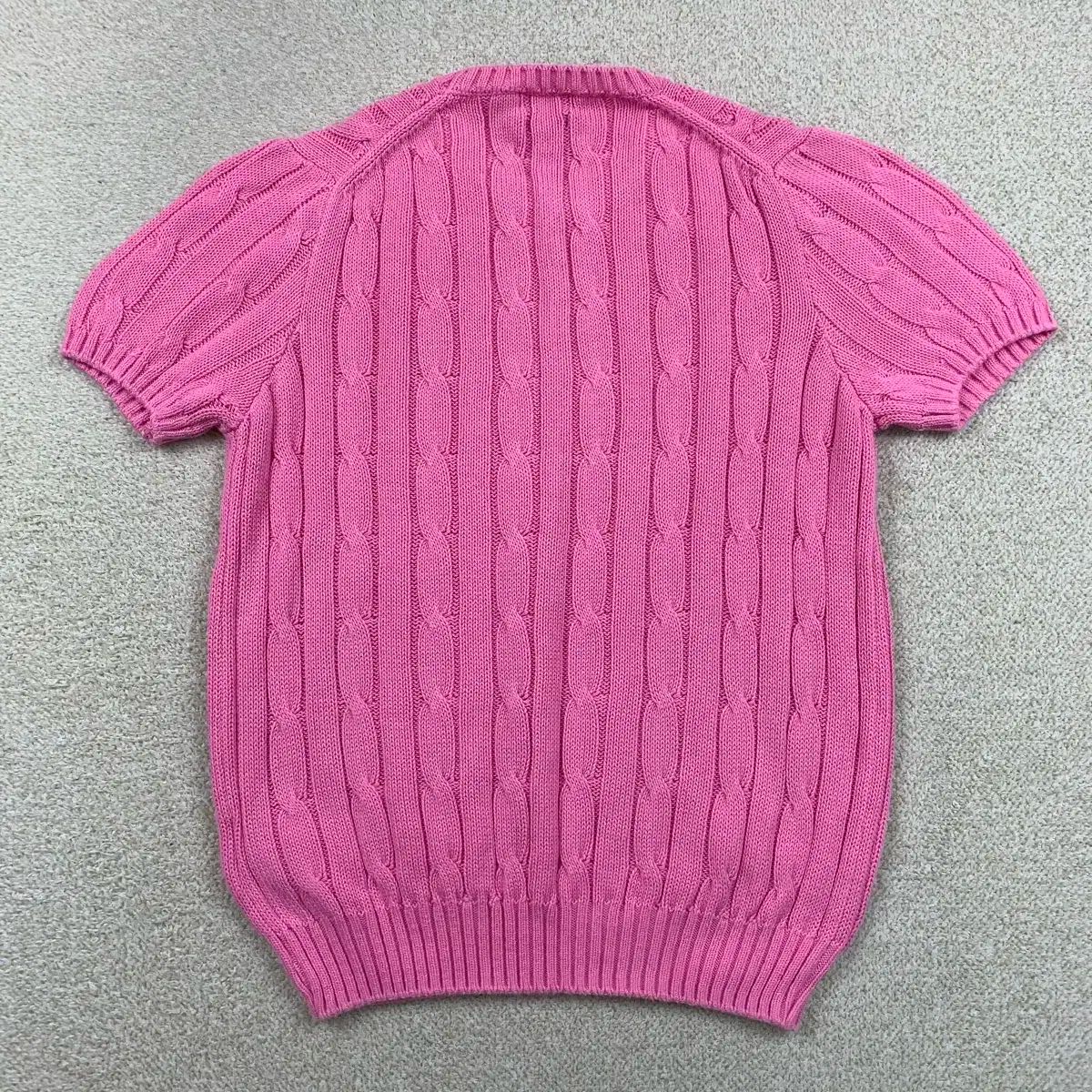 POLO RALPH LAUREN ケーブルニット ピマコットン ピンク M ① ポロ Ralph Lauren(ラルフローレン) ポニーロゴ ピマコットン