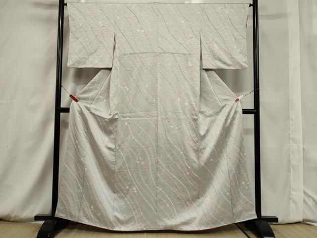 小紋 変わり縦縞 色紙 金彩 花地紋 着物 075a d