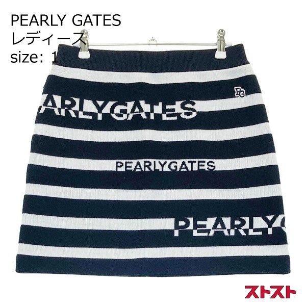 PEARLY GATES パーリーゲイツ 055-2234124 ニットスカート ロゴ×ボーダー柄 ネイビー系 1 [240101136290]#