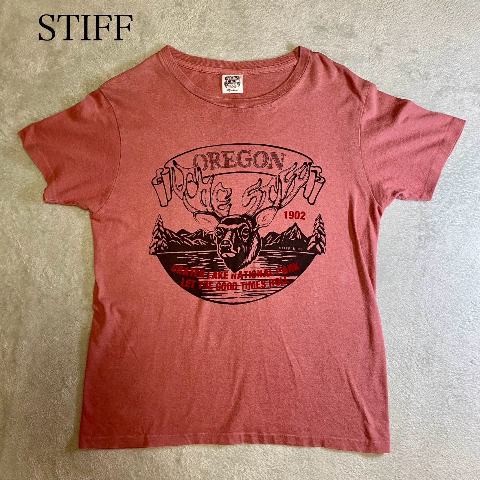 STIFF】スティッフ USA製 米国製 シングルステッチ トナカイ 鹿 