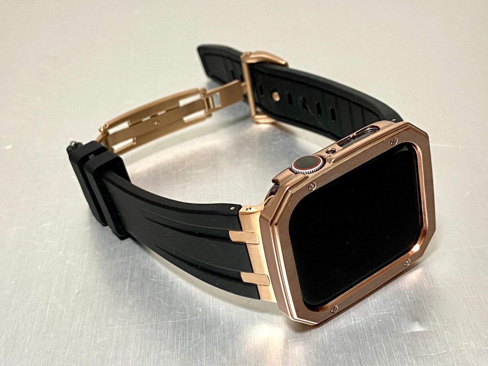 シームレス アップルウォッチ ラバーベルト Apple Watch ケース ローズゴールド カバー 40 41 44 45 49mm ウルトラ ultra Apple Watch バンド box入り ランク