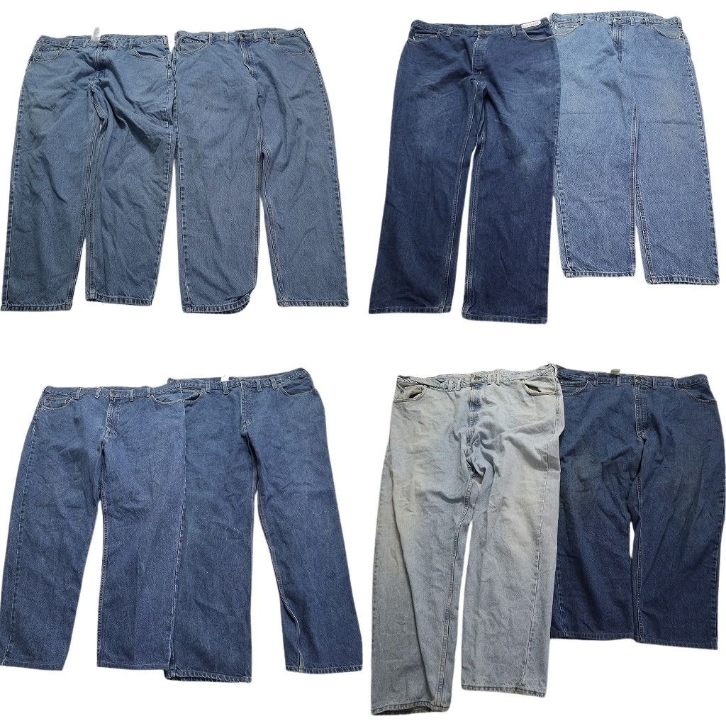 古着卸 まとめ売り カーハート デニム パンツ 8枚セット (メンズ 50 /48 /46 ) インディゴ ライトブルー ワーク系 アメカジ MX0769