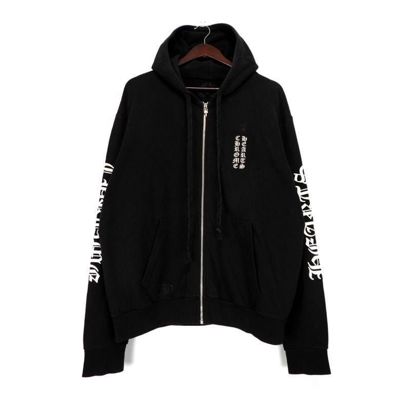 クロムハーツ CHROME HEARTS SWTSHRT HD ZIP 袖 英字 ロゴ プリント ジップ アップ フーディ パーカー w24431