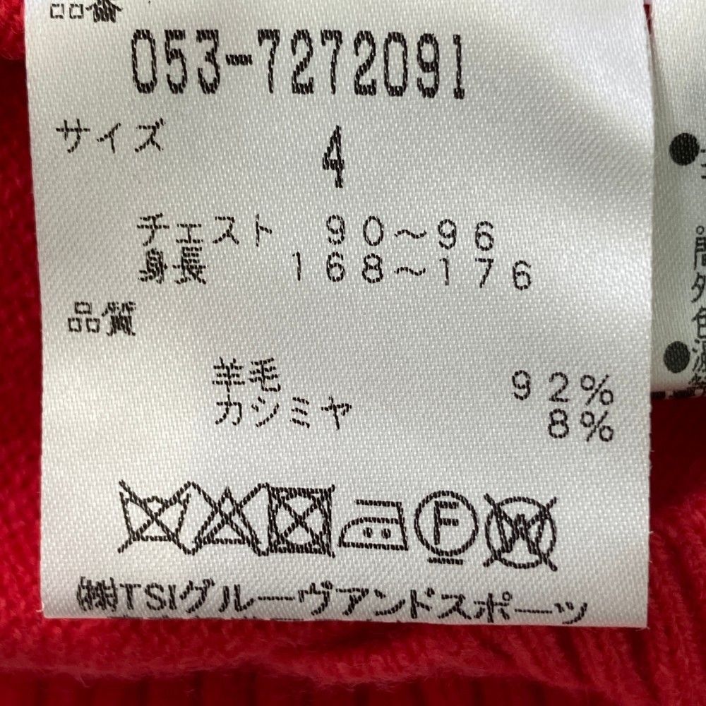 サイズ：4 PEARLY GATES パーリーゲイツ ; ニットジャケット カシミヤ混 ニコちゃん  レッド系 [240101406517] ゴルフウェア メンズ ストスト サイズ：4 PEARLY GATES パーリーゲイツ ; ニットジャケット