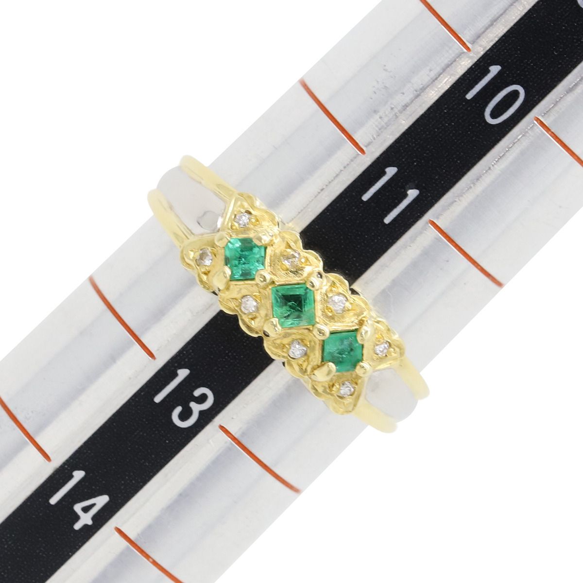 リング 指輪 エメラルド ダイヤモンド リング K18YG Pt900 エメラルド  