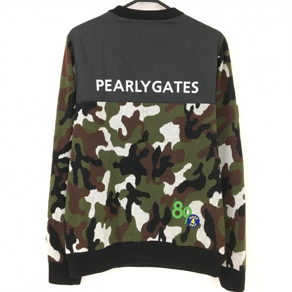 超美品】パーリーゲイツ セーター カーキ×黒 カモフラ 迷彩 裏地付き