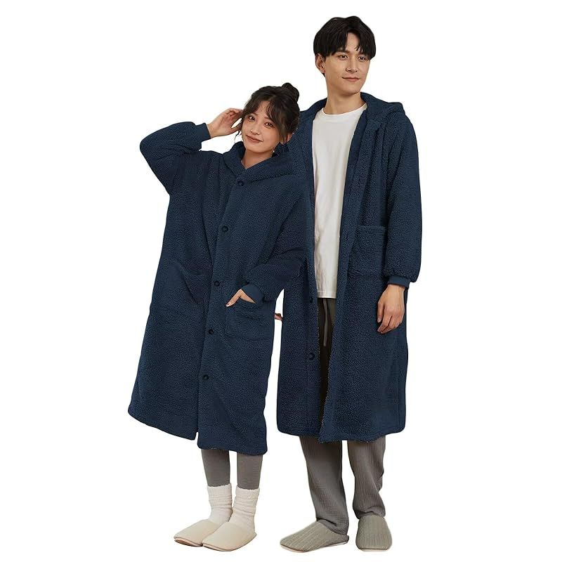[WULFUL] 着る毛布 ルームウェア レディース メンズ 着るブランケット 部屋着 パジャマ 長袖 フード付き 無地 ビッグポケット 暖かい 春 秋 冬 柔らかい 肌に優しい ふわふわ 男女兼用 プレゼン