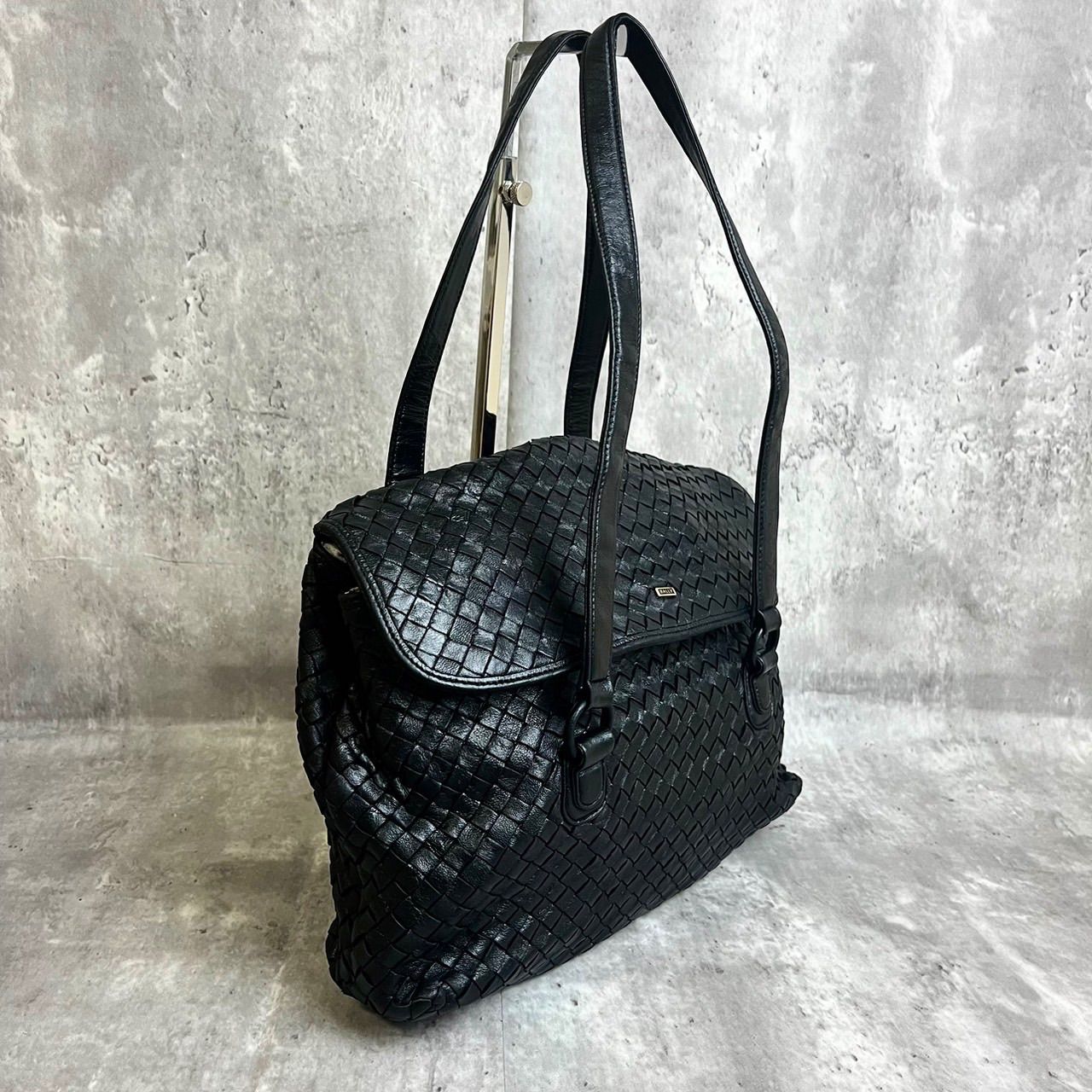 【美品】バリー　イントレチャート　トートバッグ　　　ハンド　ブラック　Bロゴ金具 Bally 超美品 バリー BALLY 90年代 ヴィンテージ ゴールドタグ