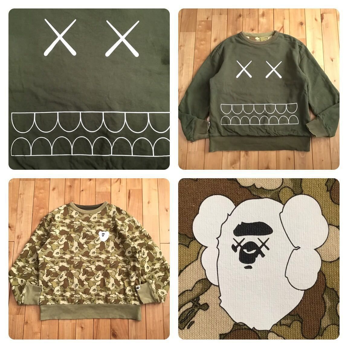 ☆リバーシブル☆ KAWS × BAPE 長袖スウェット Mサイズ cloud camo a ...