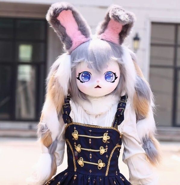 着ぐるみヘッド ウサギ耳 グレー 兎面 全頭ヘッド ケモノ マスク ファースーツ ぬいぐるみ コスプレ コスチューム - メルカリ