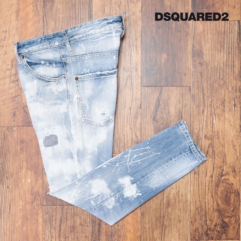 DSQUARED2/46サイズ/美脚デニムパンツ S71LB1035 SKATER JEAN ダメージ ペイント パッチワーク イタリア製 新品/青/ ブルー/id121/ - メルカリ