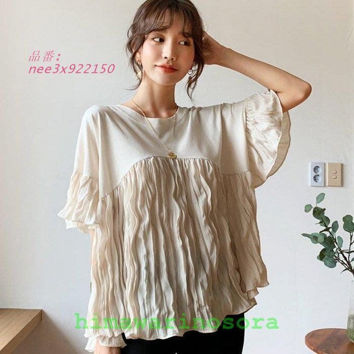 Tシャツ トップス レディース 40代 春夏 上品Tシャツ 30代50代 半袖トップス カジュアル 韓国風 ブラウス ゆったりTシャツ おしゃれ切り替え オシャレ通勤 nee3x922150