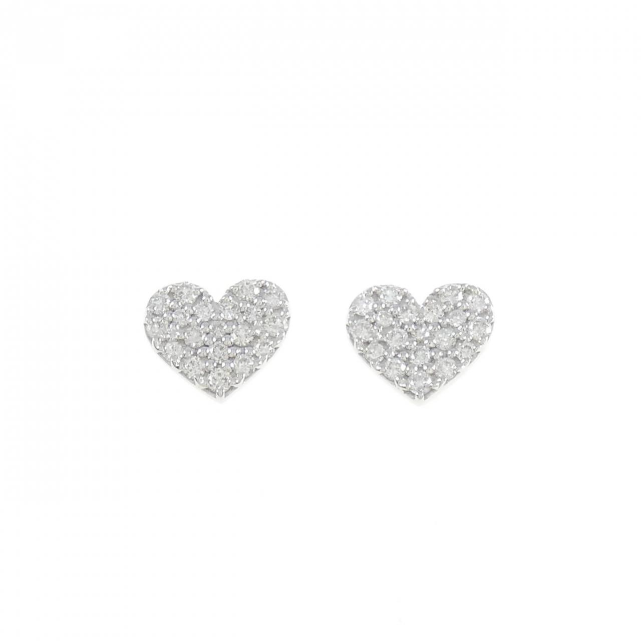K18WG パヴェ ハート ダイヤモンド ピアス 0.30CT