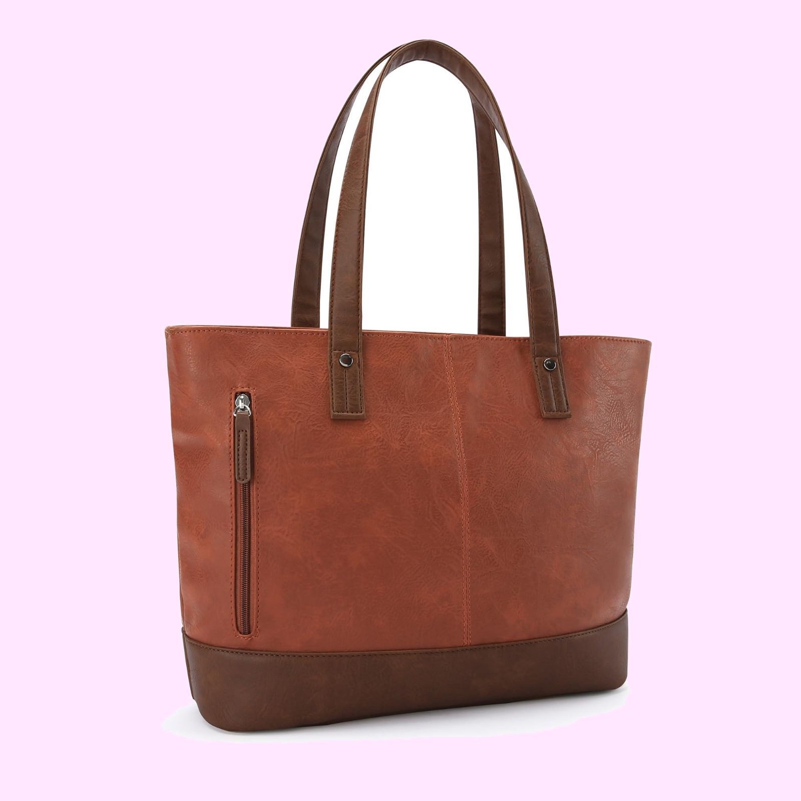 トートバッグ 大容量 ブラウン 肩掛け 収納 パソコン ビジネス 通勤