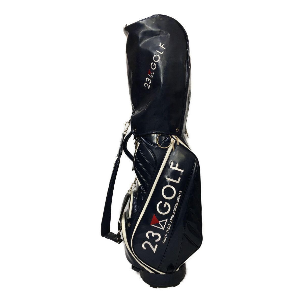 中古 23区ゴルフ 23区GOLF キャディバッグ ネイビー 紺 エナメル