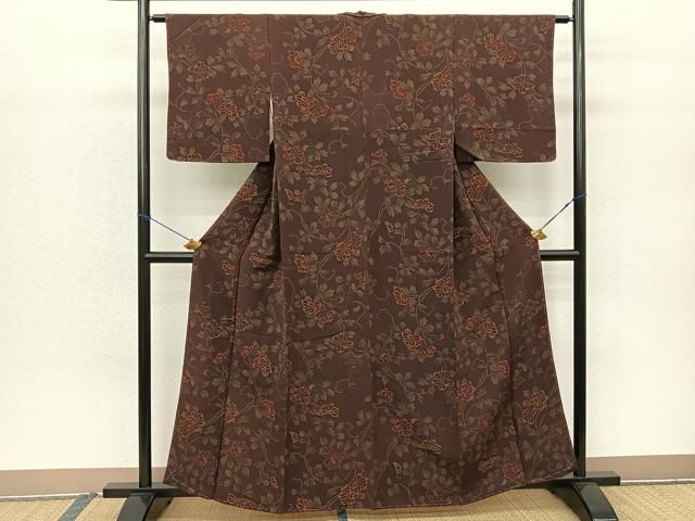 平和屋着物□上質な小紋 草花文 鬼しぼ縮緬 正絹 逸品 未使用 平和屋着物□上質な小紋 草花文 鬼しぼ縮緬 正絹 逸品 未使用
