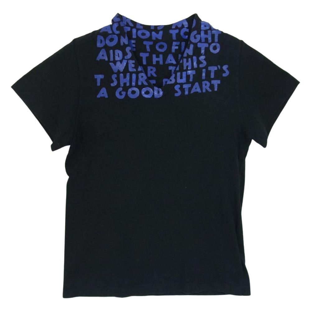 MAISON MARTIN MARGIELA メゾンマルタンマルジェラ Ｔシャツ 00720/0062 ここのえタグ AIDS T-Shirt  エイズプリント Vネック 半袖 Tシャツ ブラック系 S【中古】 - メルカリ