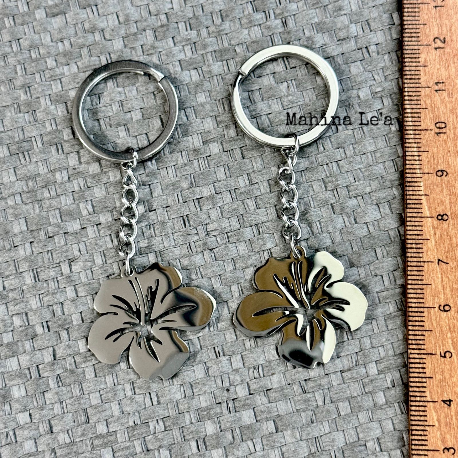 ハイビスカス hibiscus キーホルダー ステンレス製 シンプル