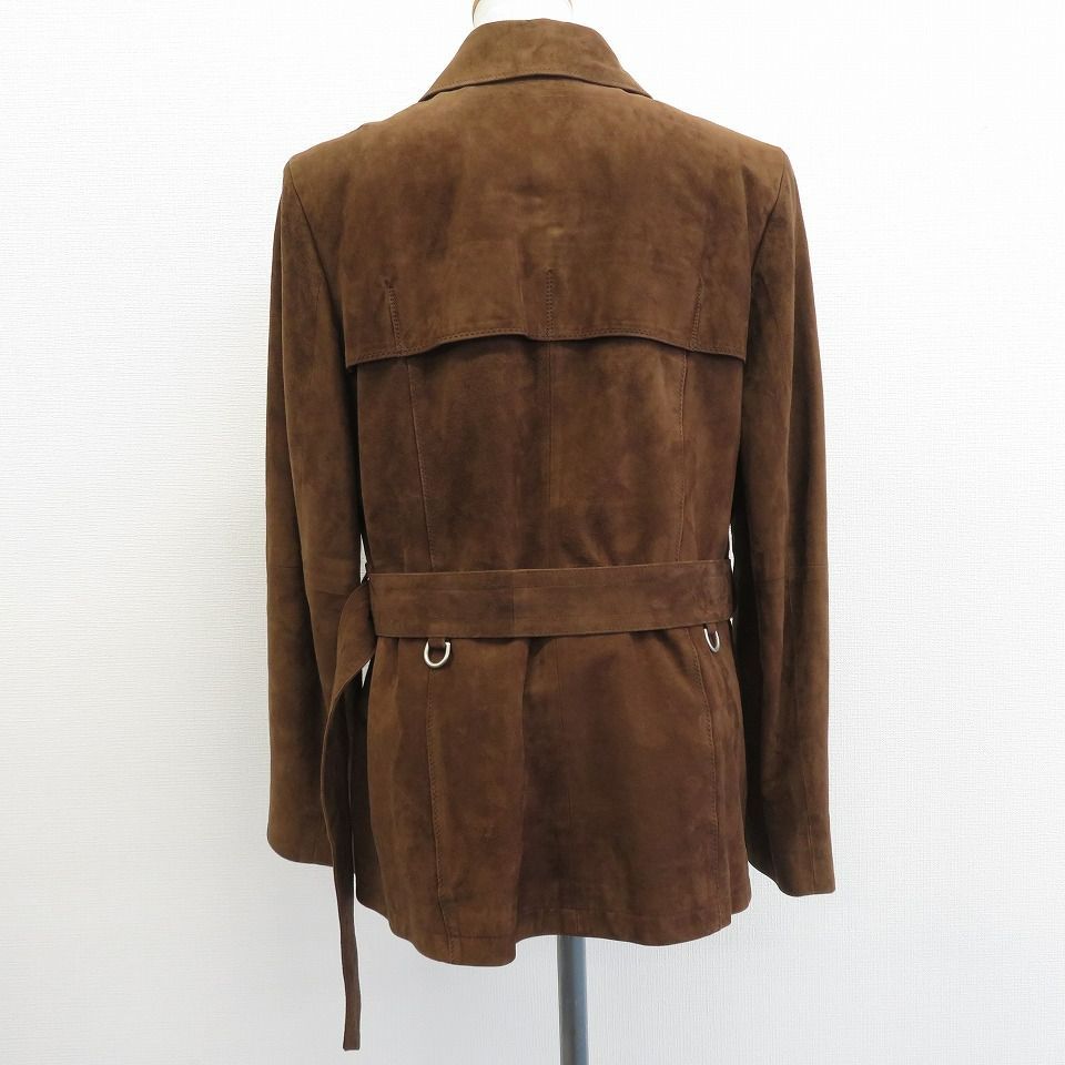 Aquascutum スエードジャケット 本革 羊革 ライナー脱着可 ブラウン アクアスキュータム Aquascutum ラムレザー スウェード ジャケット 本