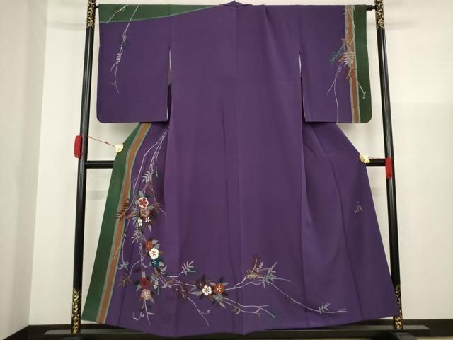 平和屋着物▽染色作家 草野一騎 訪問着 花蔦草文 正絹 逸品
