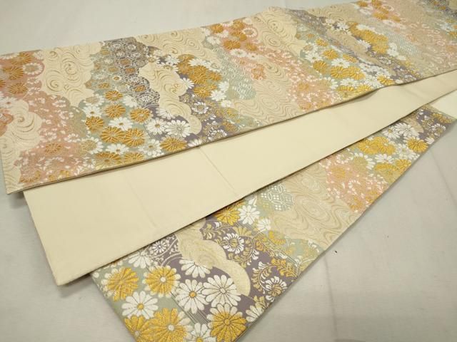平和屋着物◎六通柄袋帯 唐織 雲取り吉祥花文 金銀糸 ますいわ屋