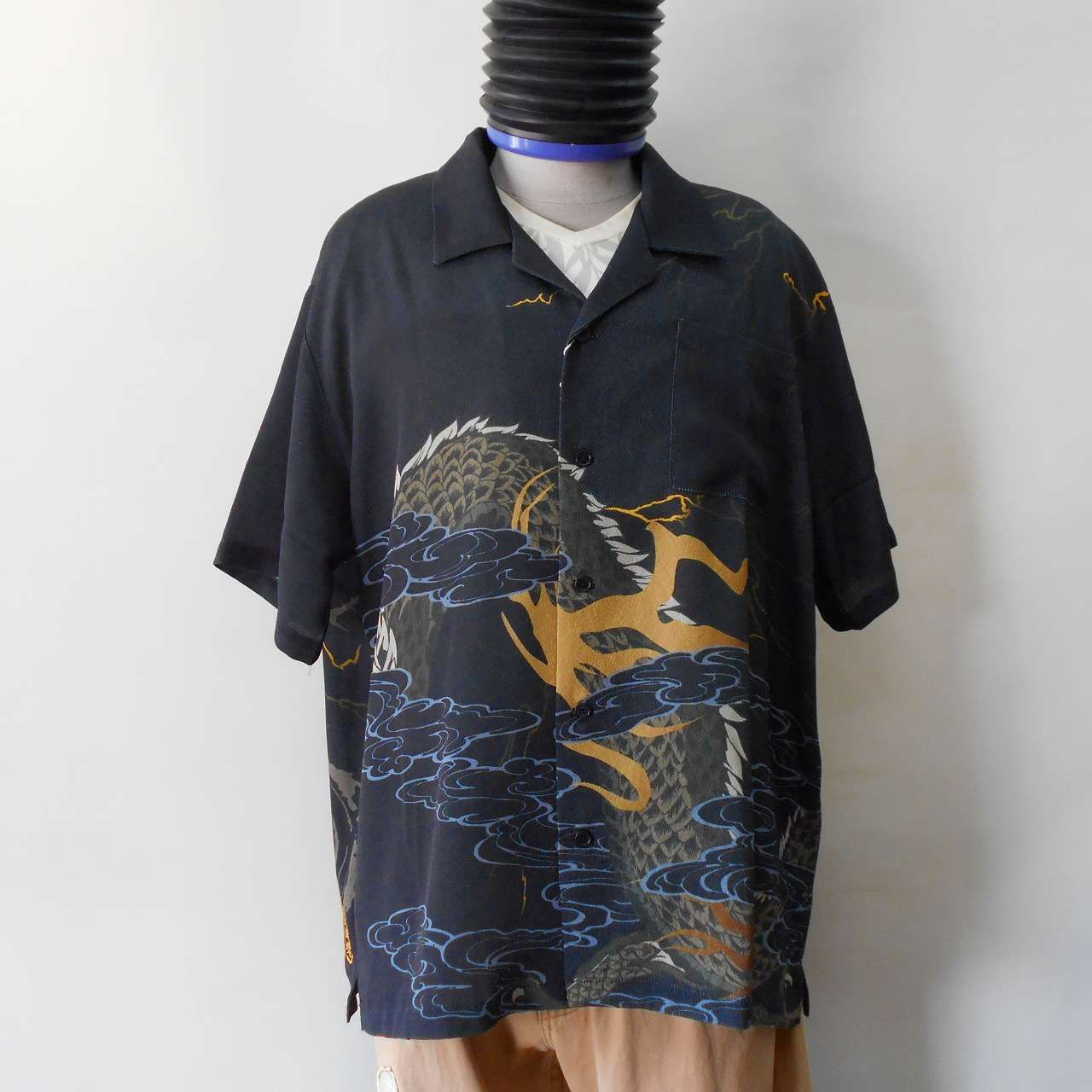 90s 龍のプリントシャツ XXL Dragon print shirt STUSSY Tシャツ 