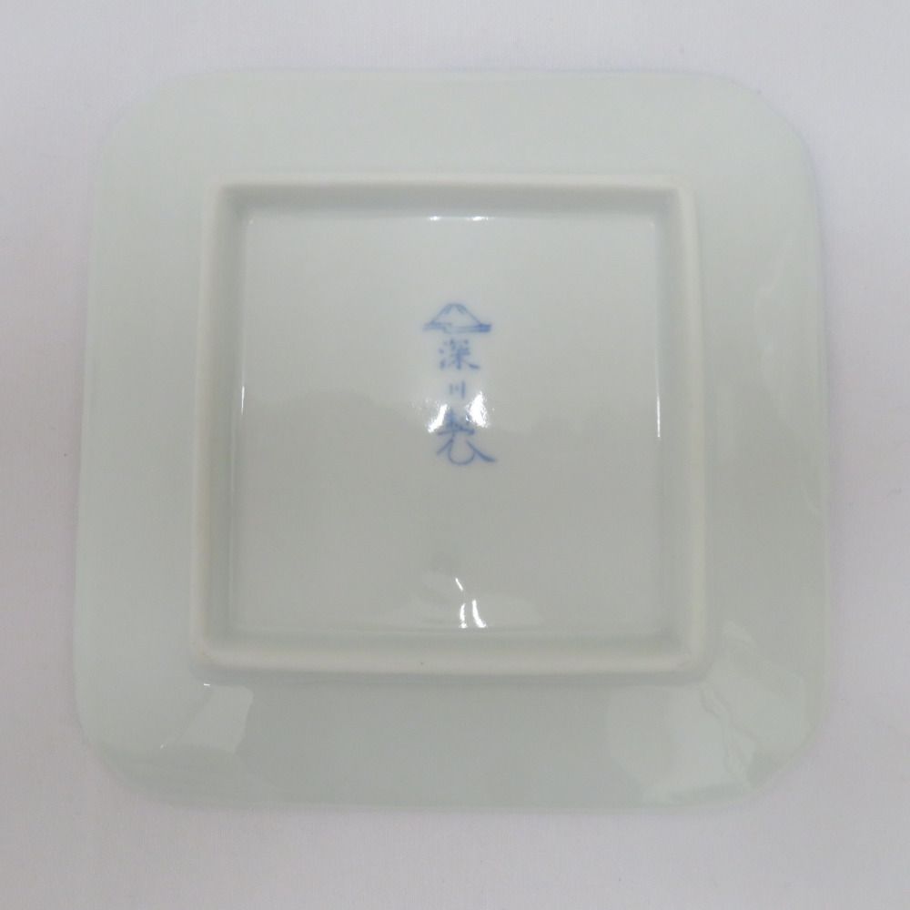 有田焼 食器 深川製磁 銘々皿揃　葡萄柄　箱有 小皿 角皿 5枚セット 【キモノオフ野々市若松店】 有田焼 食器 深川製磁 銘々皿揃 葡萄柄 箱有 小皿 角皿 5枚セット